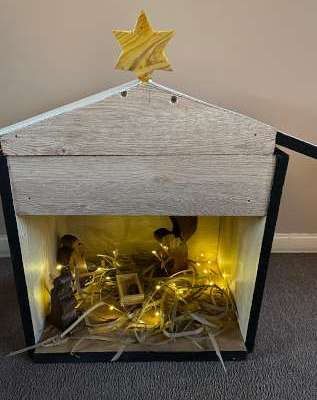 Nativity scene. Family with guardian&nbsp;Angel